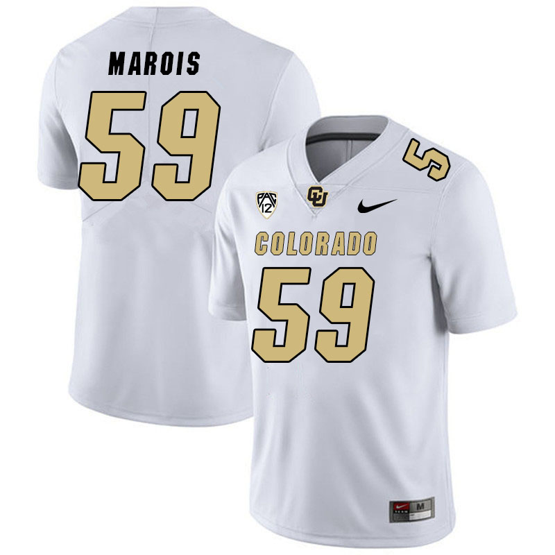 Men #59 Tristan Marois Colorado Buffaloes College Football Jerseys Stitched Sale-White